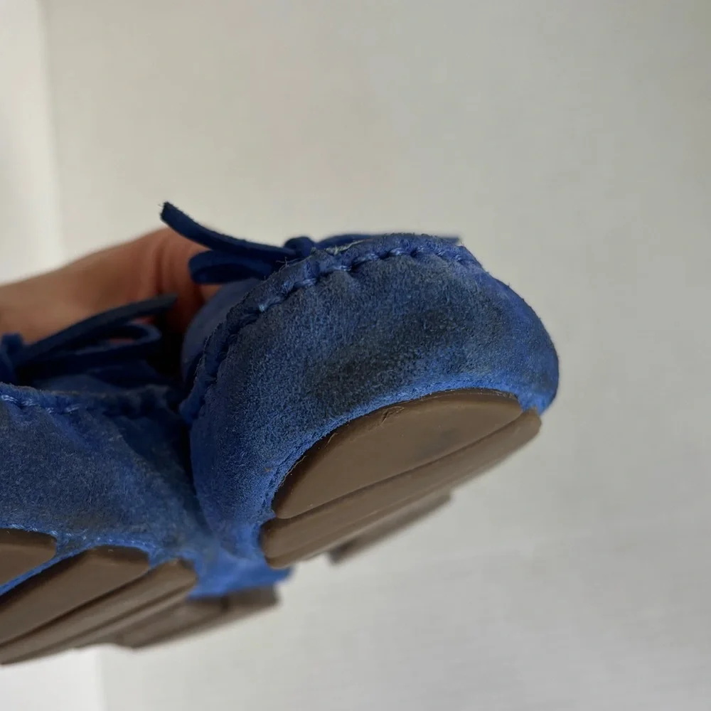J. Crew Womens Driving Moccasins In Suede Brilliant Sapphire Loafers Size 8.5 - Picture 7 of 14